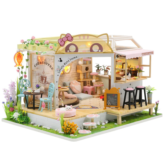 Maison de poupée miniature - Cat Coffee Garden